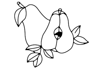 Pear 02 - Coloring pages of flowers, fruits, and vegetables - Coloring book - 10doigts.com