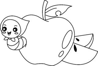 Apple 01 - Coloring pages of flowers, fruits, and vegetables - Coloring book - 10doigts.com