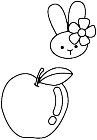 Apple 04 - Coloring pages of flowers, fruits, and vegetables - Coloring book - 10doigts.com