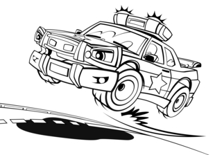 Police Car 02 - Vehicle coloring pages - Coloring book - 10doigts.com