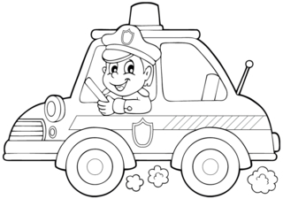 Police Car 03 - Vehicle coloring pages - Coloring book - 10doigts.com
