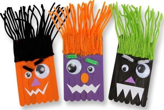 Monstruos divertidos en palitos de helado de madera - Actividades manuales Halloween - 10doigts.fr - 2