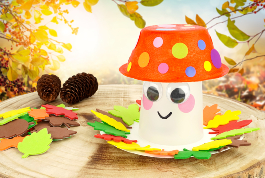 Actividad infantil otoño hongo vaso - Actividades manuales Otoño - 10doigts.fr