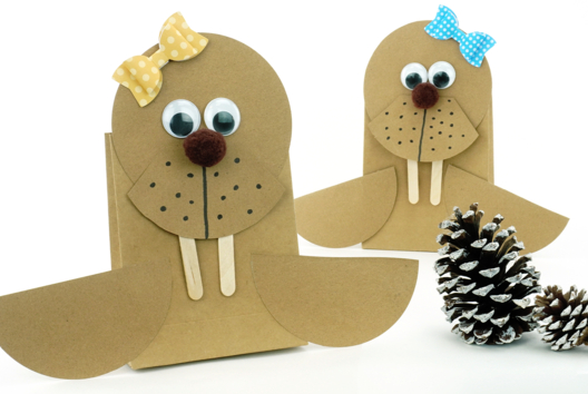 Walrus with a Kraft Paper Bag - 0 - Kids Crafts Winter - 10doigts.com - Kids Crafts Winter - 10doigts.fr