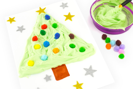 Christmas Tree - Puffy Paint - 1 - Handmade Christmas Card Activities - 10doigts.com - Handmade Christmas Card Activities - 10doigts.fr