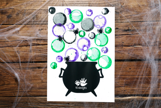 Actividad infantil Pintura burbuja caldero - Actividades manuales Halloween - 10doigts.fr