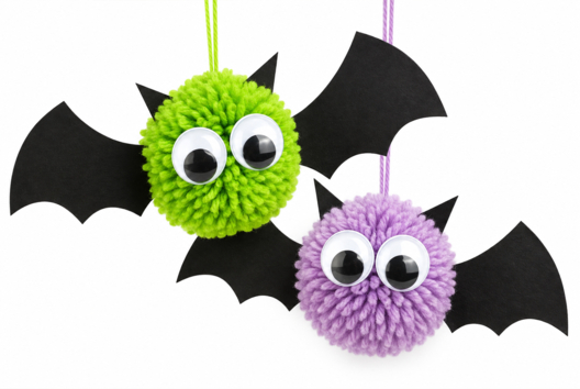 Halloween Bat Pom Pom Activity - Halloween Crafts - 10doigts.fr