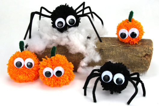 Pom Pom Spiders and Pumpkins - 1 - Halloween Crafts - 10doigts.com - Halloween Crafts - 10doigts.fr