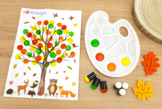 árbol otoño sello pintura niños - Actividades manuales Otoño - 10doigts.fr