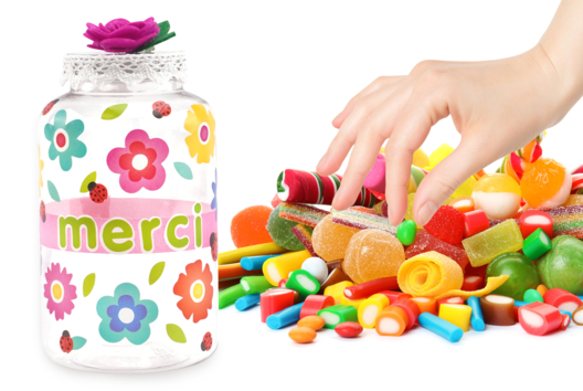 tarro de golosinas caramelos regalo maestra ATSEM - Manualidades y regalos para maestras, maestros,  niñeras... - 10doigts.fr