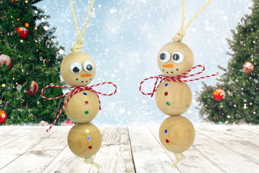 muñeco de nieve árbol de navidad abalorios de madera - Actividades manuales decoraciones del árbol de Navidad - 10doigts.fr