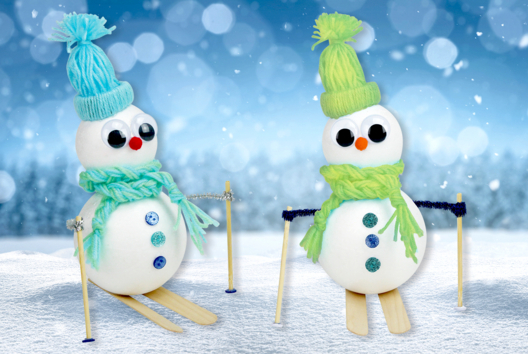 Skiing Snowman - 1 - Funny Characters Craft Activities: Inventing Faces and Stories - 10doigts.com - Funny Characters Craft Activities: Inventing Faces and Stories - 10doigts.fr