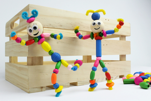 muñecos de cuentas para niños - Actividades manuales personajes divertidos: inventar caras e historias - 10doigts.fr