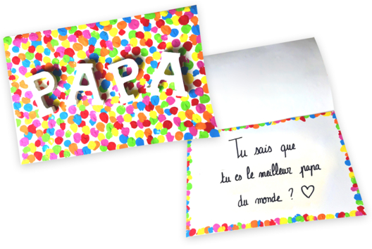Manualidad tarjeta confeti Papá - Manualidades día del padre - 10doigts.fr