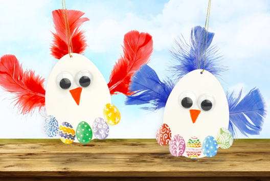 Manualidades Niños Pascua Pollo Plumas de colores - Actividades manuales DIY Pascua - 10doigts.fr