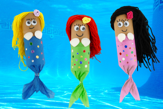 Mermaids with Cardboard Tubes - 1 - Ocean Crafts: Dive into a Creative and Sensory World - 10doigts.com - Ocean Crafts: Dive into a Creative and Sensory World - 10doigts.fr