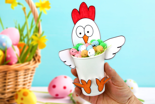 Manualidades Pascua Gallina Vaso - Actividades manuales DIY Pascua - 10doigts.fr
