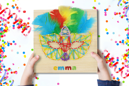 String Art: Carnival Mask - 1 - Carnival, Mardi Gras Crafts - 10doigts.com - Carnival, Mardi Gras Crafts - 10doigts.fr