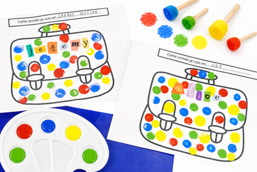 carpeta para sellar modelo imprimible para la vuelta al cole - Manualidades de pintura: creaciones para todas las edades y todos los deseos - 10doigts.fr