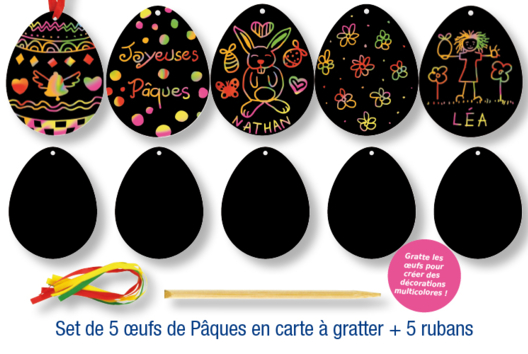 Cartas de rascar : huevos de Pascua - Actividades manuales arcoíris: tutoriales creativos multicolores para todas las edades - 10doigts.fr