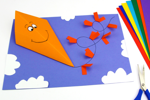 Cometa de papel para niños - Actividades manuales de collage y plegado para todas las edades - 10doigts.fr