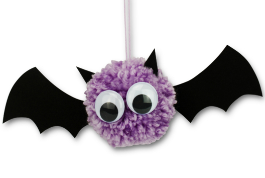 murciélago pompom halloween lana - Actividades manuales Halloween - 10doigts.fr - 2