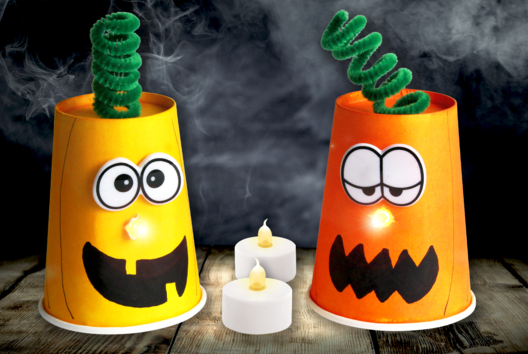 calabazas luminosas vaso halloween infantil vela - Actividades manuales Halloween - 10doigts.fr