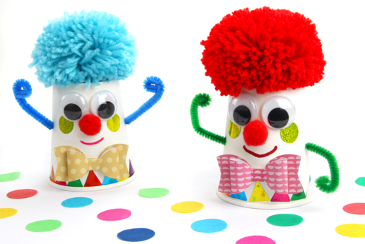 Funny Clown and Wool Wig - 1 - Carnival, Mardi Gras Crafts - 10doigts.com - Carnival, Mardi Gras Crafts - 10doigts.fr
