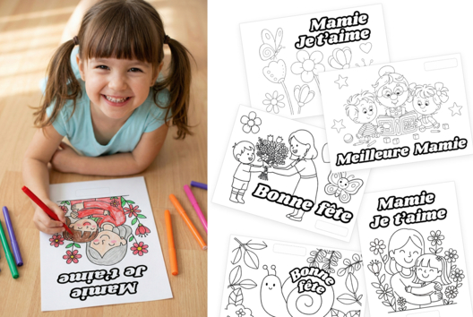 coloriage fête des grand smères - Actividades manuales Día del Abuela - 10doigts.fr