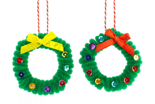 coronas de Navidad en limpiapipas - Actividades manuales bricolajes de Navidad - 10doigts.fr - 2