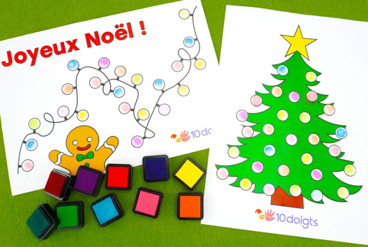 Dibujo Navidad Niño Tinta Dedo - Actividades manuales bricolajes de Navidad - 10doigts.fr - 2