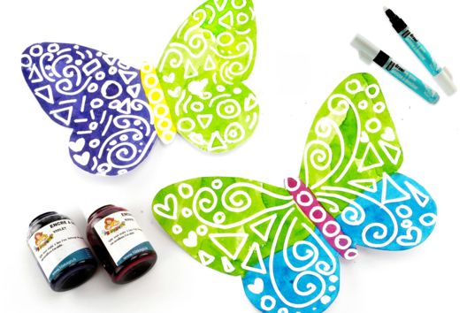 goma de dibujo mariposa actividad infantil - Actividades manuales Primavera - 10doigts.fr - 2