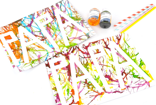 Técnica de la pintura soplada día del padre - Manualidades día del padre - 10doigts.fr