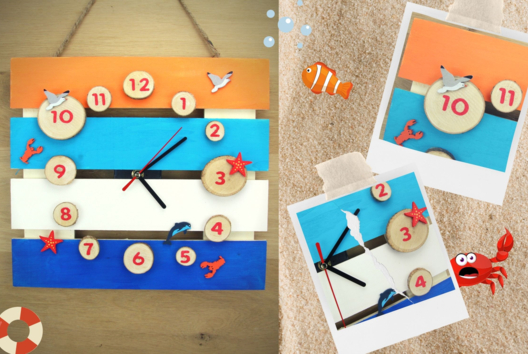 Seaside Clock - 1 - Handicrafts with Clocks to Learn the Time - 10doigts.com - Handicrafts with Clocks to Learn the Time - 10doigts.fr