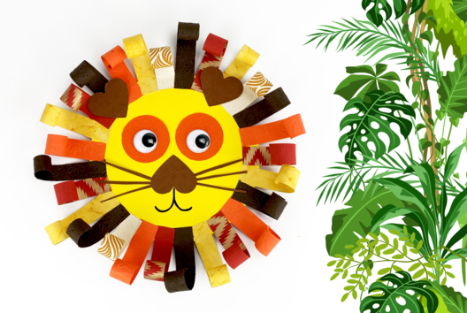 Lion with Paper Strips - 1 - Craft Activities for All Ages: Gluing and Folding - 10doigts.com - Craft Activities for All Ages: Gluing and Folding - 10doigts.fr