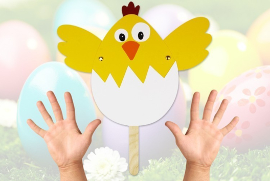 Marioneta pollo Pascua - Actividades manuales DIY Pascua - 10doigts.fr