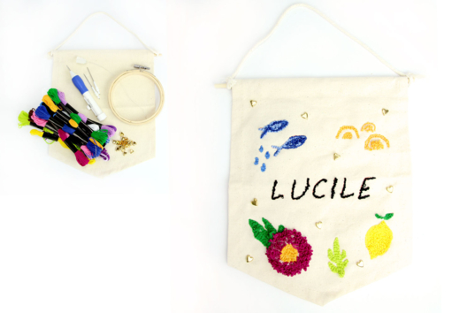 Embroidered Pennant in Punch Needle - 2 - DIY Home Decor Crafts - 10doigts.com - Handicrafts Home Decor DIY - 10doigts.fr - 2