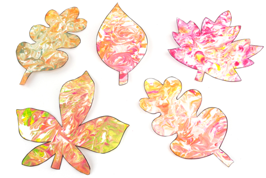 mousse de afeitar técnica mármol hoja otoño - Actividades manuales Otoño - 10doigts.fr - 2