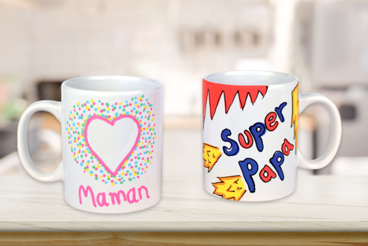 taza blanca de porcelana para decorar regalo día de las madres padres - Manualidades día de la madre - 10doigts.fr