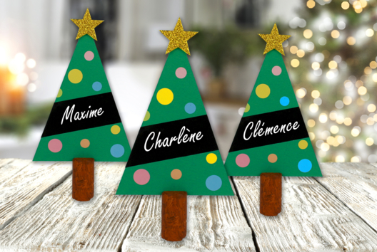 navidad marcador lugar árbol comida fiestas - Actividades manuales mesas de fiestas - 10doigts.fr