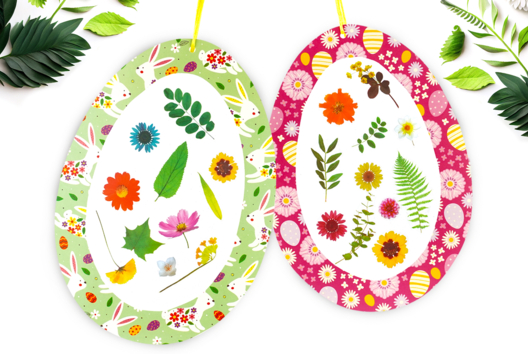 huevo de Pascua con flores flores secas - Actividades manuales DIY Pascua - 10doigts.fr