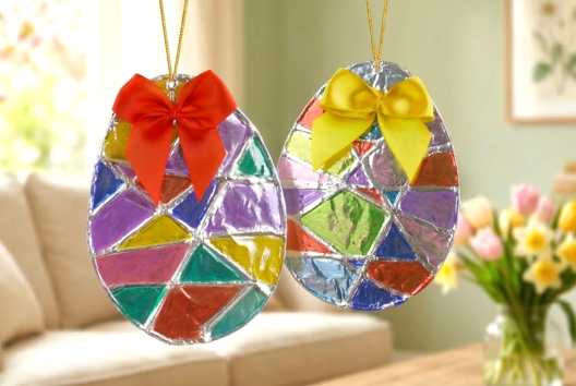 Oeufs de Pâques avec du papier aluminium (Foil Art) - 1 - DIY Easter Crafts - 10doigts.com - DIY Easter Crafts - 10doigts.fr