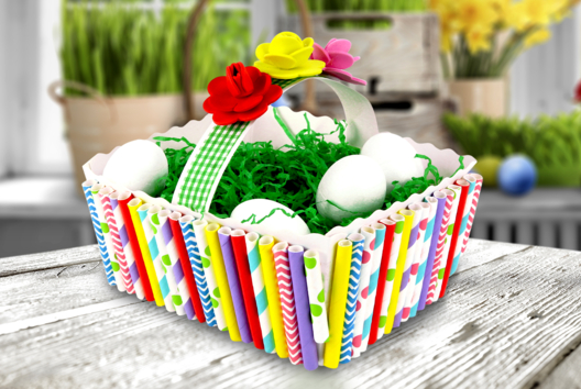 cesta de Pascua de pajas de cartón - Actividades manuales DIY Pascua - 10doigts.fr