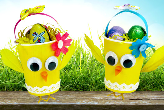 Chick Basket with a Paper Cup - 1 - DIY Easter Crafts - 10doigts.com - DIY Easter Crafts - 10doigts.fr