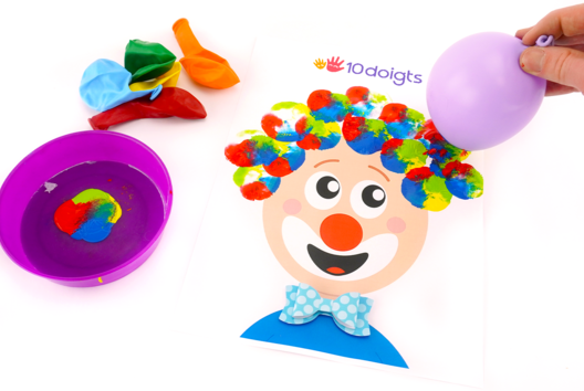 Pintar cabello payaso globo - Actividades manuales Carnaval, Martes de Carnaval - 10doigts.fr