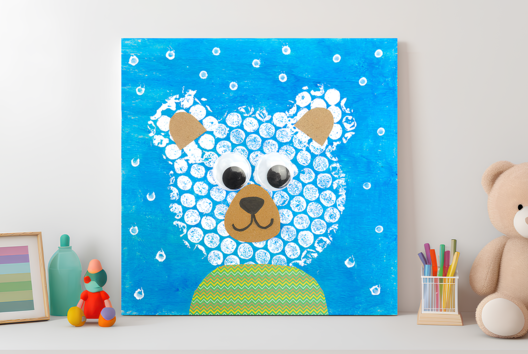 Bubble Wrap Painting: White Bear - 1 - Kids Crafts Winter - 10doigts.com - Kids Crafts Winter - 10doigts.fr