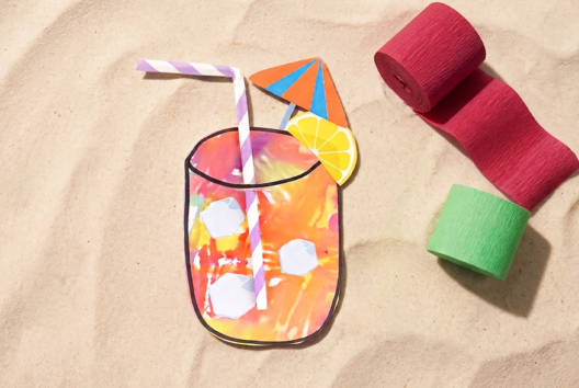 pintura papel crepé - Manualidades para verano - 10doigts.fr