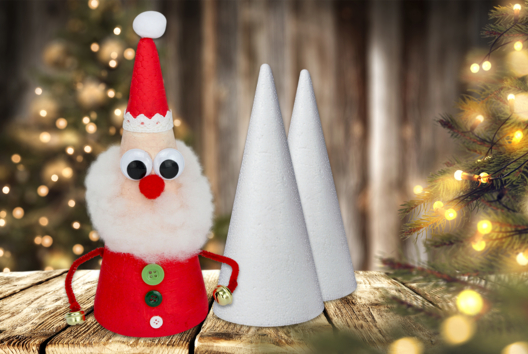 papá noel actividad creativa niños cono poliestireno - Actividades manuales personajes de Navidad - 10doigts.fr