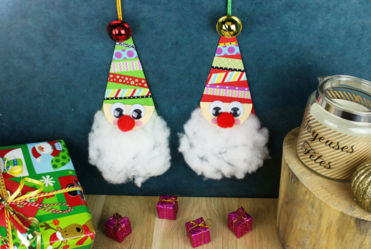 Cute Hanging Santa Claus - 1 - Funny Characters Craft Activities: Inventing Faces and Stories - 10doigts.com - Funny Characters Craft Activities: Inventing Faces and Stories - 10doigts.fr