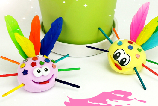 Funny Little Creatures in Modeling Clay - 1 - Funny Characters Craft Activities: Inventing Faces and Stories - 10doigts.com - Funny Characters Craft Activities: Inventing Faces and Stories - 10doigts.fr